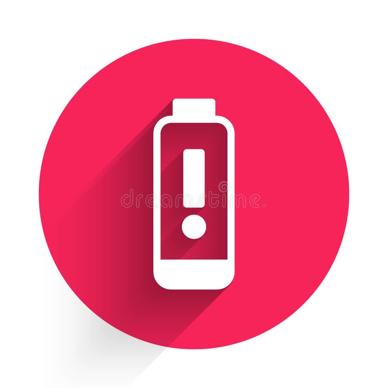 Indikator för vit batteriladdningsnivå isolerad med lång skugga. knapp för röd cirkel. vektorillustration vektor illustrationer
