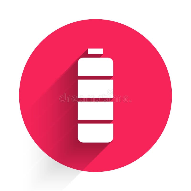 Indikator för vit batteriladdningsnivå isolerad med lång skugga. knapp för röd cirkel. vektorillustration royaltyfri illustrationer