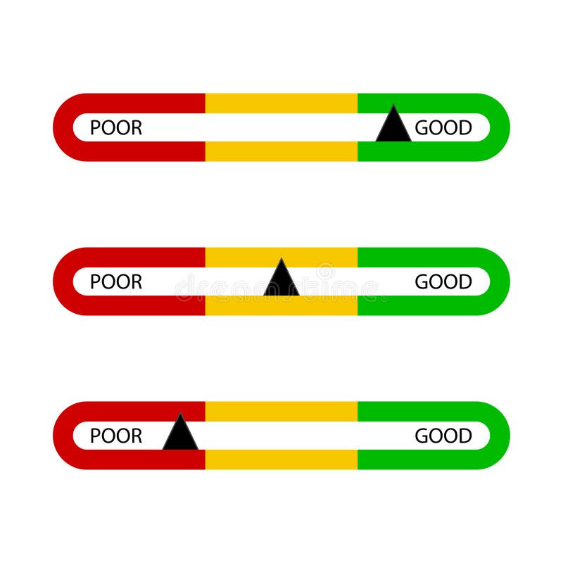 Indicator bar good and poor for business isolated. Vector metering high level, maximum and minimum illustration. Indicator bar good and poor for business isolated. Vector metering high level, maximum and minimum illustration