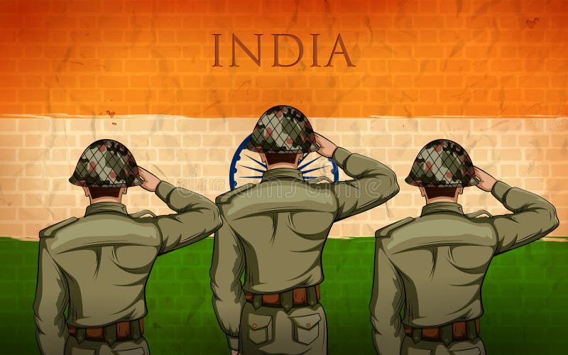 Indisch Leger die soilder falg van India met trots groeten