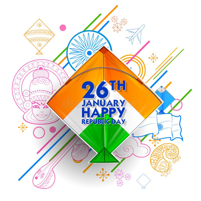 Indische achtergrond met tricolorvliegers voor 26 Dag van de Republiek van Januari de Gelukkige van India stock illustratie Indische achtergrond met tricolorvliegers voor 26 Dag van de Republiek van Januari de Gelukkige van India stock illustratie
