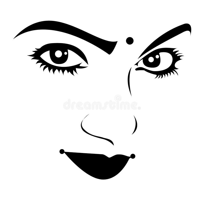 Indische Frau Gesicht Mit Bindi Vektor Abbildung Illustration Von Nett Auge 218986997