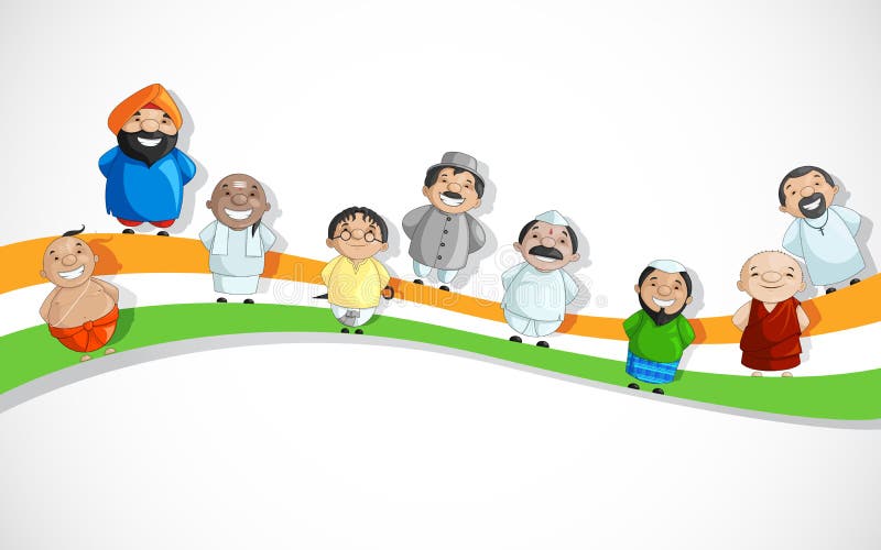 Indische Mensen op Tricolor Dlag vector illustratie Indische Mensen op Tricolor Dlag vector illustratie
