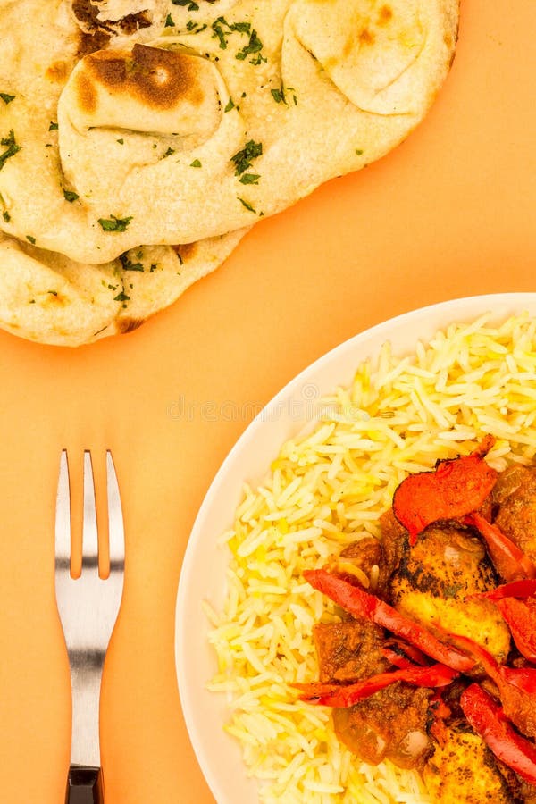 Indischer Art-Huhn-Jalfrezi-Curry Und Reis Pilaf-Reis Stockbild - Bild ...