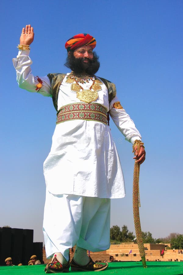 Indian man in traditional dress taking part in Mr Desert competition, Jaisalmer, Rajasthan, India. Indian man in traditional dress taking part in Mr Desert competition, Jaisalmer, Rajasthan, India