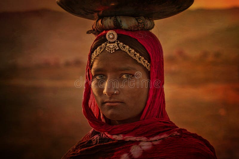 Indisk stam- flicka från Pushkar