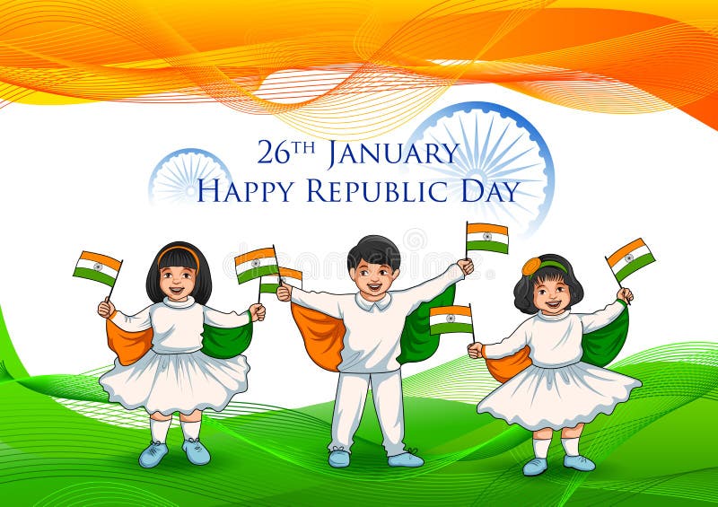 Indisk ungeinnehavflagga av Indien med stolthet på lycklig republikdag