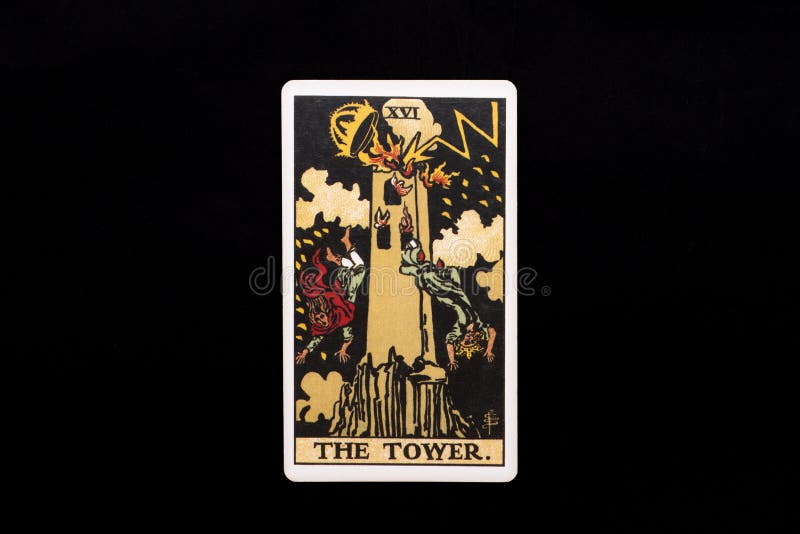 An Individual Major Arcana Tarot Card Isolated on Black Background. the  Tower Stock Photo - Image of major, background: 129656166