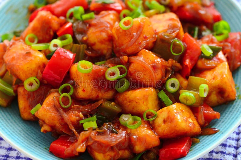 Indo-Chinese starter-Paneer Manchurian in bowl