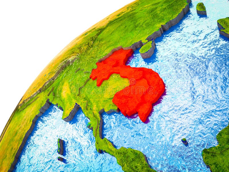 Indochina en la tierra 3D imagen de archivo Indochina en la tierra 3D imagen de archivo