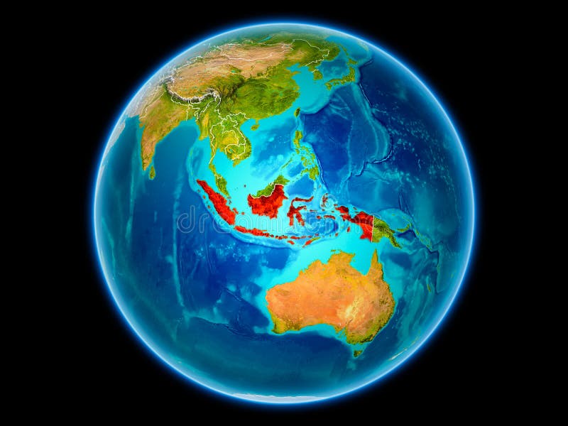 Indonesia On Earth From Space Stock Illustration - Illustration of