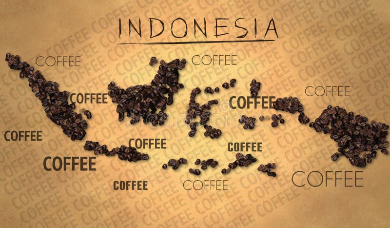 Indonesia Map Coffee Bean Producer On Old Paper Stock Illustration