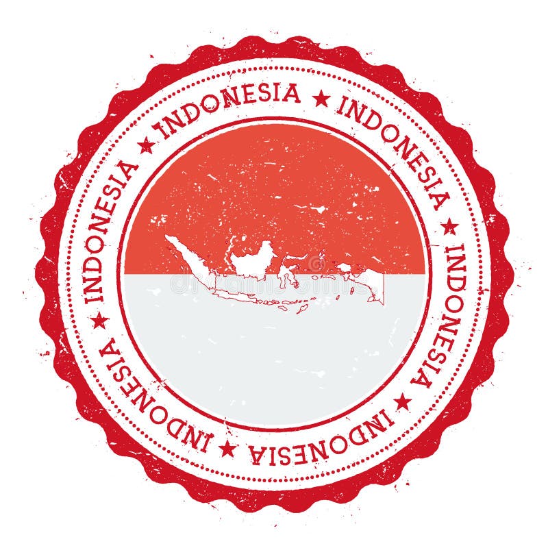 Indonesia map and flag in vintage rubber stamp of. stock illustration Indonesia map and flag in vintage rubber stamp of. stock illustration