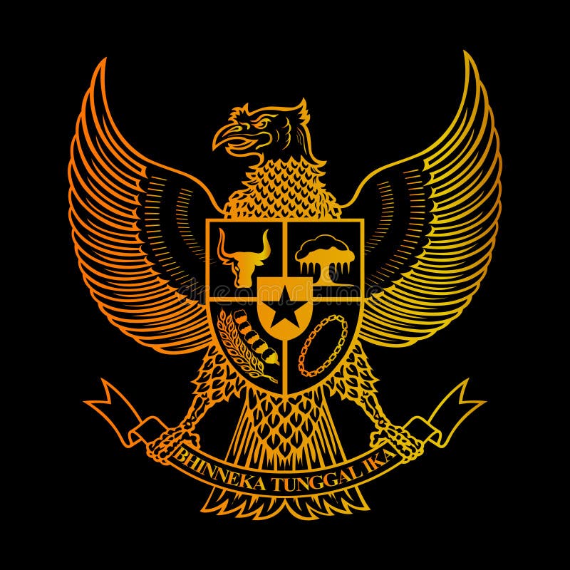 Garuda Pancasila Emblem Logo Of Indonesian With Flag
