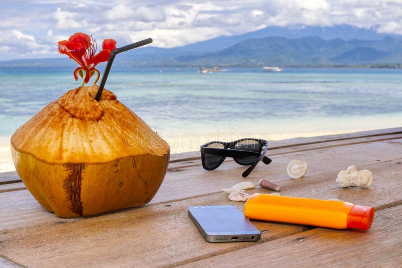 Indonesian Coconuts, a Tonic, Exotic Drink. Coconut Stock Image Image
