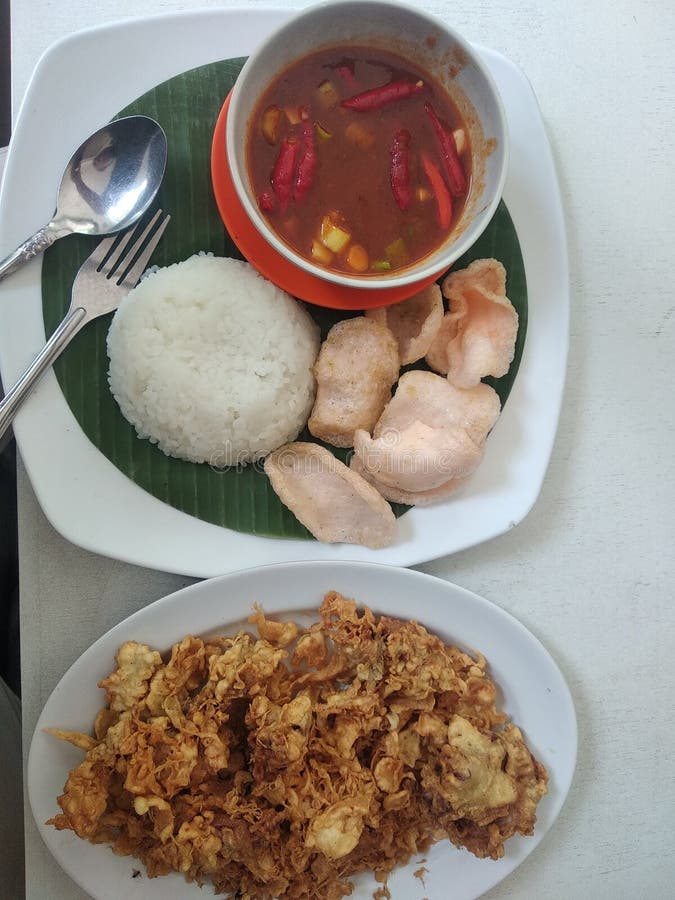 Indonesian Traditional Street Food with Spicy Sauce Stock Image - Image