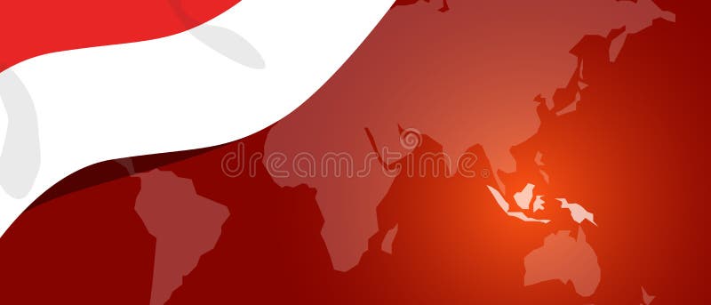 Indonesien-Kartenflaggenweltroter weißer Standort teplate Fahnenpatriotismus lizenzfreie abbildung Indonesien-Kartenflaggenweltroter weißer Standort teplate Fahnenpatriotismus lizenzfreie abbildung