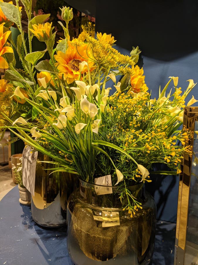 Indoor Artificial Flowers Displayed at the Mall Stock Photo Image of