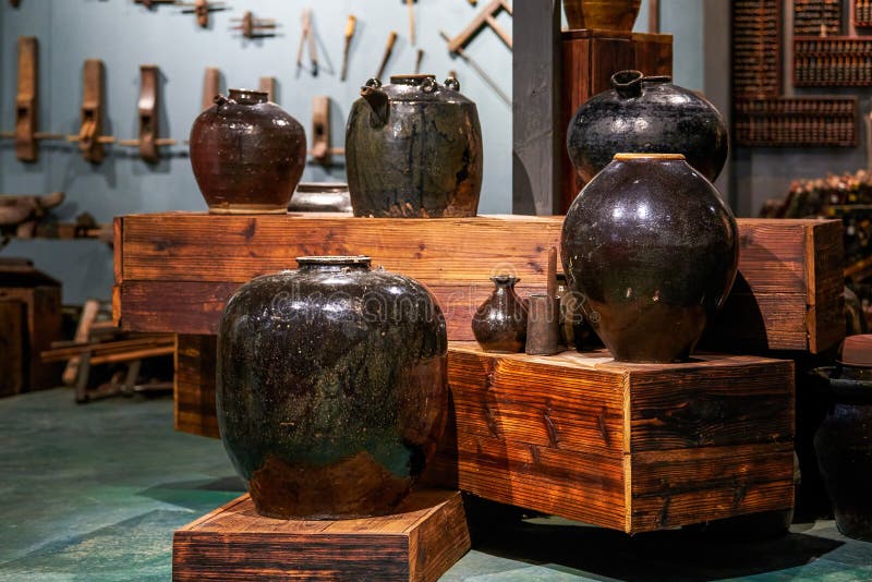 Indoor beautiful clay pot water tank close-up royalty free stock photos