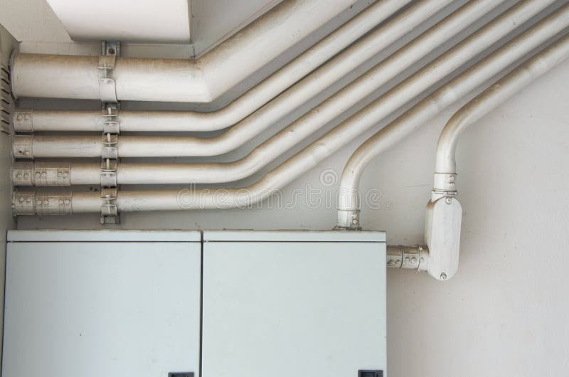 Electrical Conduit Runs in a PostTension SlabonDeck Stock Photo