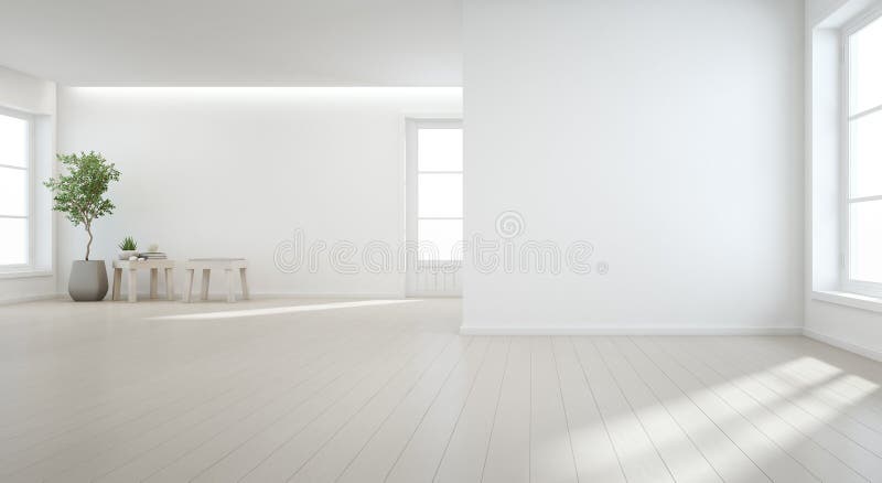 Indoor Plant on Wooden Floor with White Wall Background in Large Room at  Modern New House for Big Family Stock Illustration - Illustration of hotel,  hall: 107356378