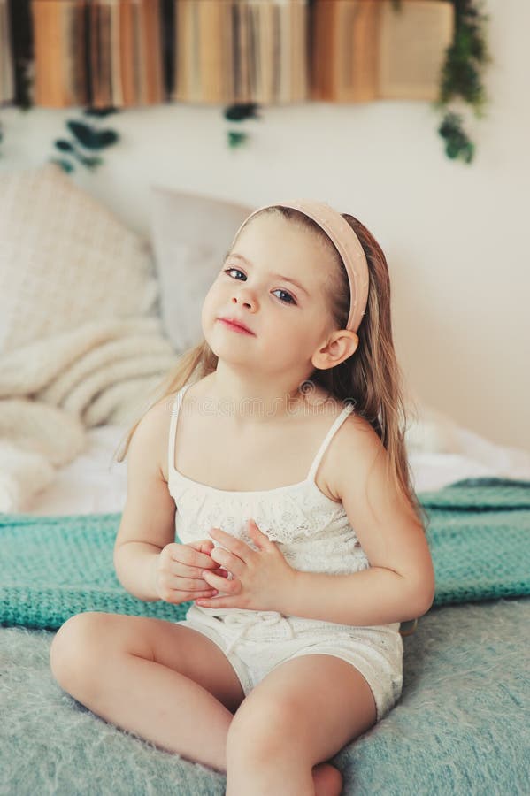 Indoor portrait of sad 5 years old child girl royalty free stock image Indoor portrait of sad 5 years old child girl royalty free stock image