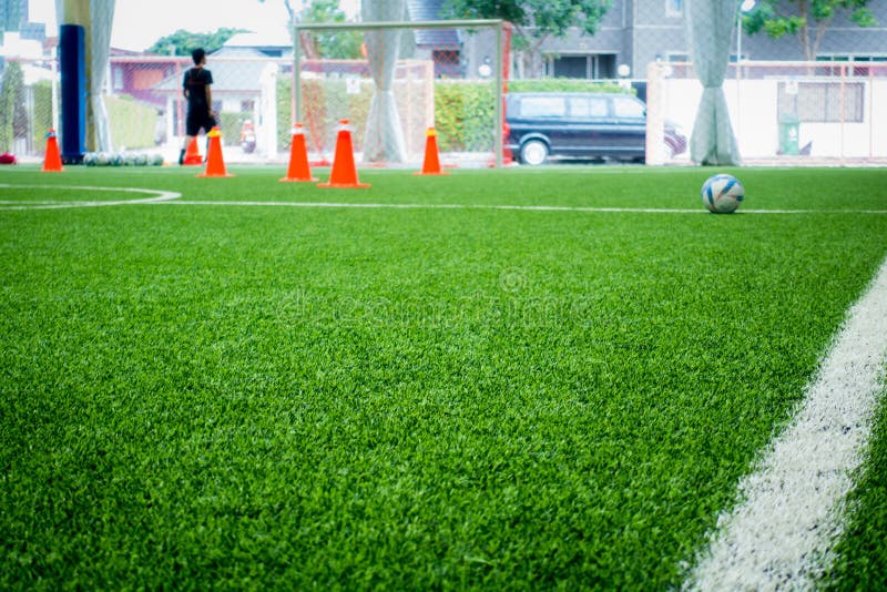 Indoor Soccer Training Ground for Blur Background Stock Photo Image