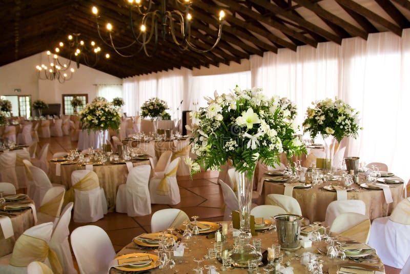 Indoors wedding reception venue with decor stock photos Indoors wedding reception venue with decor stock photos