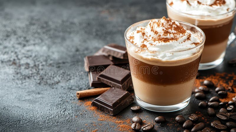 Indukcja Rich Mocha : Kawa Delight z czekoladą i cynamonem zdjęcie stock