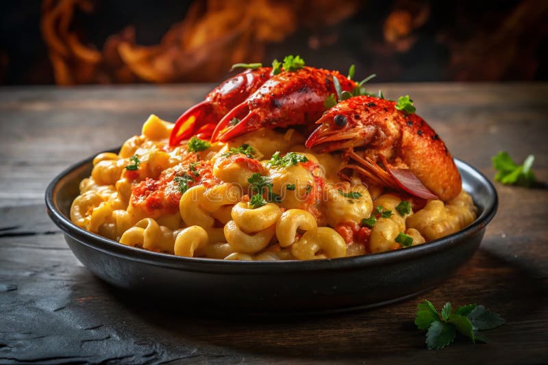 Indulge in en Rich and Creamy Gourmet Lobster Mac och Cheese A Culinary Masterarter stock illustrationer