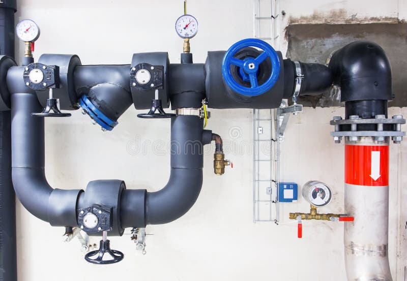 Industral pipes and valves royalty free stock photos