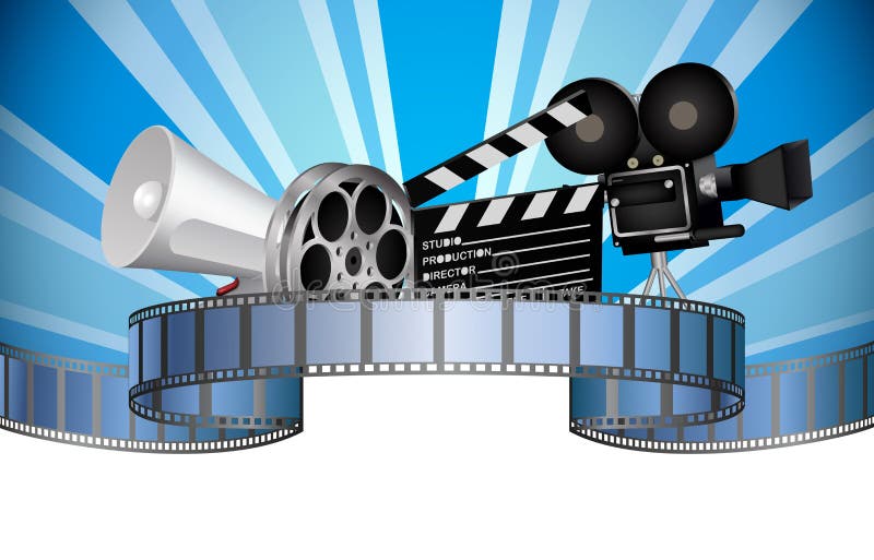 Industria de los medios del cine, de la película, de la película y del vídeo stock de ilustración Industria de los medios del cine, de la película, de la película y del vídeo stock de ilustración