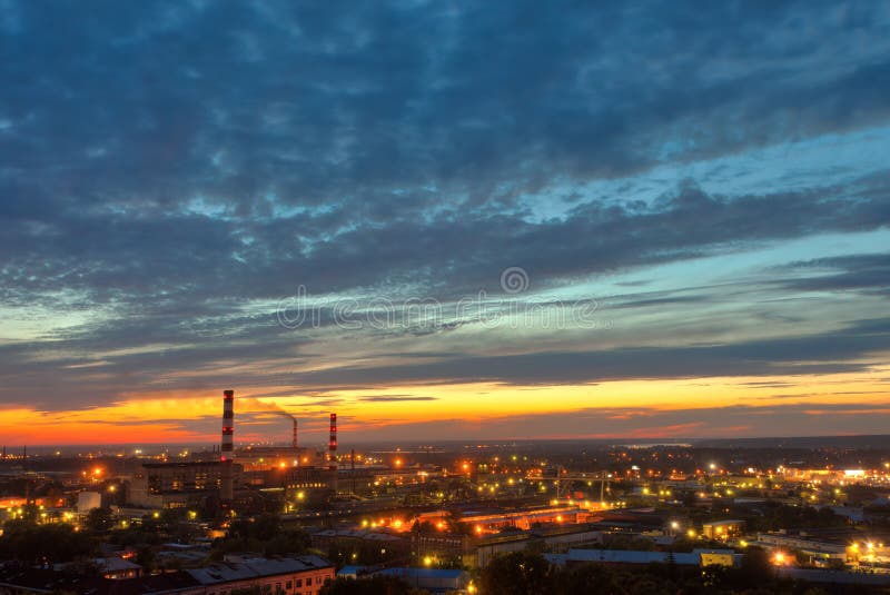 Industrial power plant night landscape with lights. Industrial lights stock images, royalty-free photos and pictures