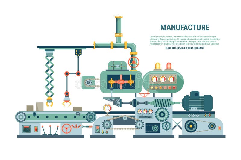 Industrial abstract machine in flat style. Vector