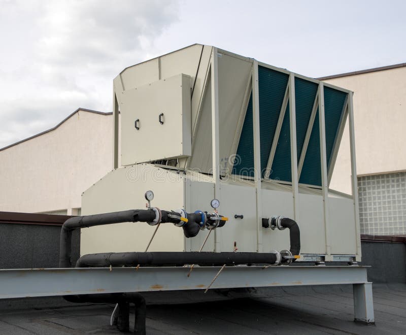 Industrial Air Conditioner on the Roof. Compressor, Cooler. Stock Image