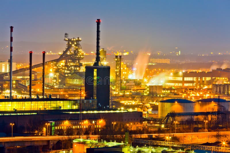 Industrial Area At Night Stock Photo Image Of Business