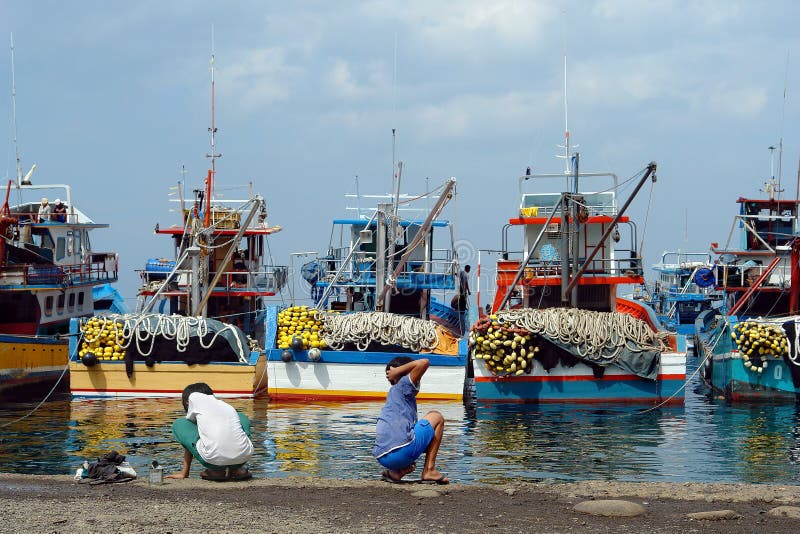Industrial Asian fishing port.