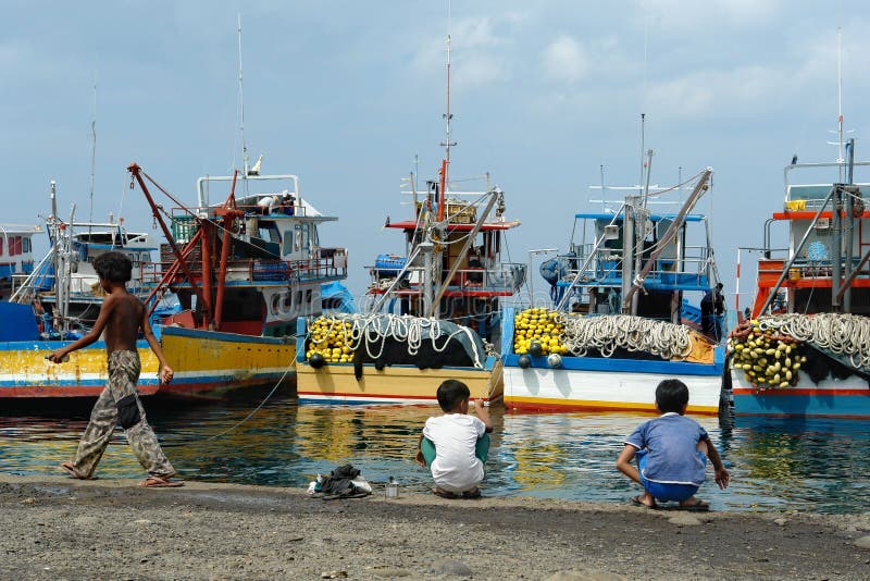 Industrial Asian fishing port.