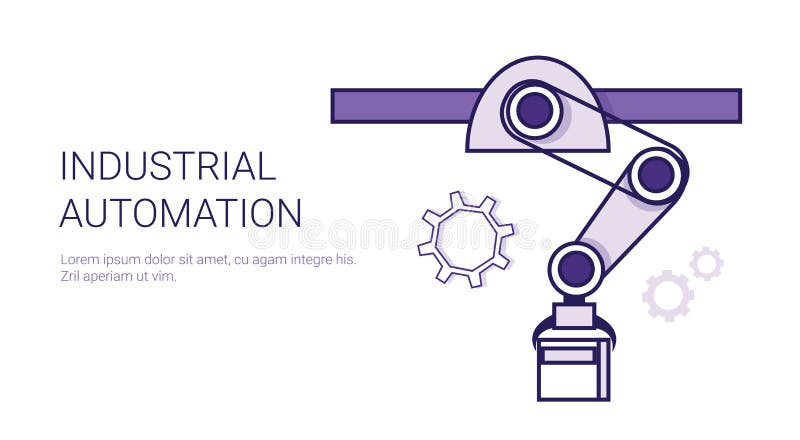 Industrial Automation Assembly Line Conveyor Production Concept Template Web Banner With Copy Space vector illustration
