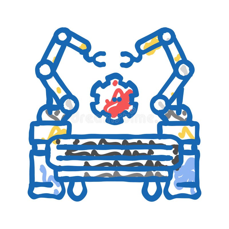 Industrial automation mechanical engineer icon doodle illustration stock illustration