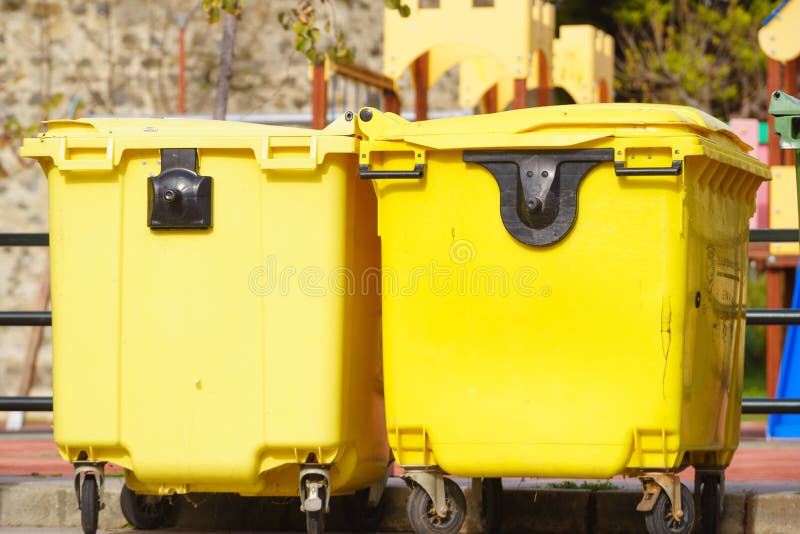 Industrial big garbage bins outdoors stock photo