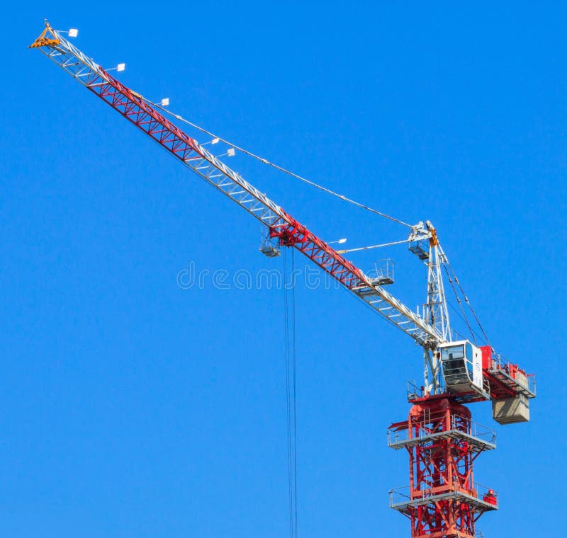 Industrial Building Crane with a Long Jib Stock Image - Image of steel ...