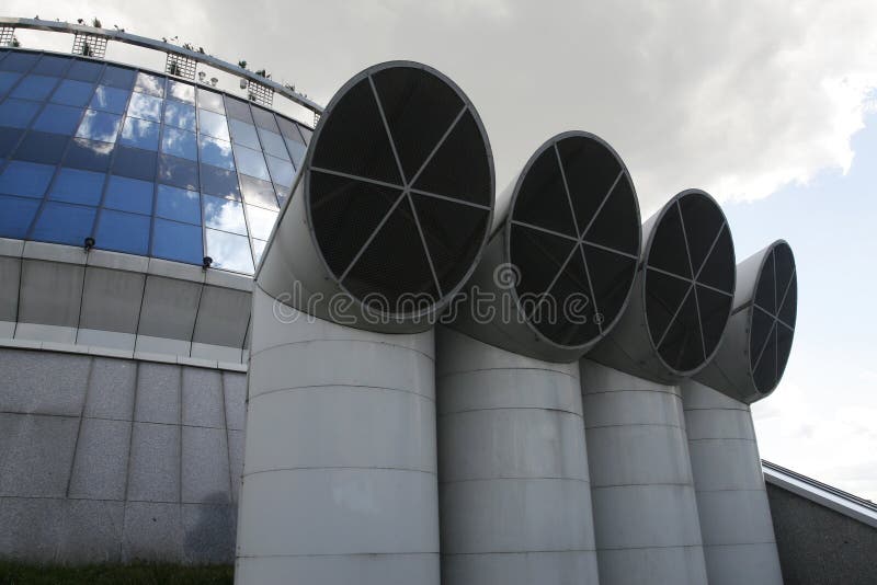 Industrial building with pipes