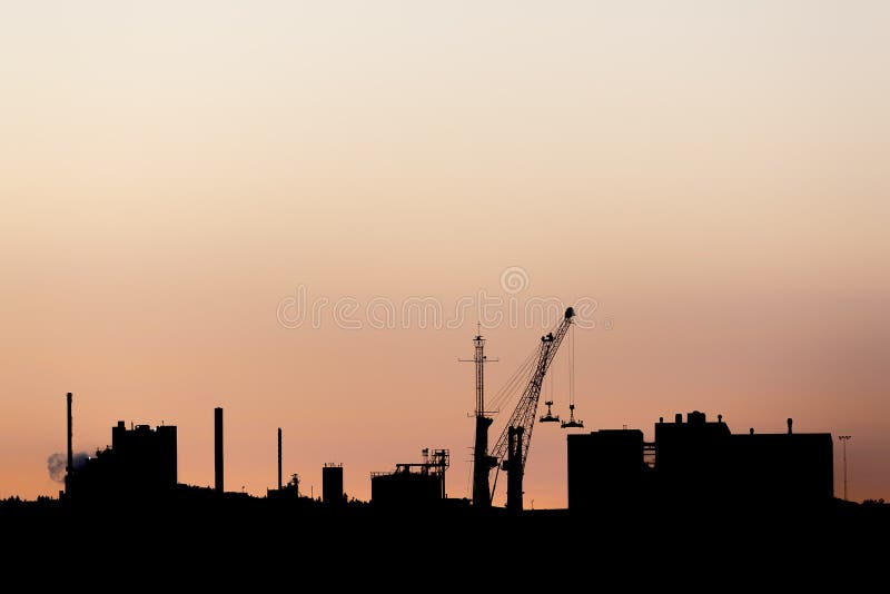 Industrial Building Silhouette at Sunset