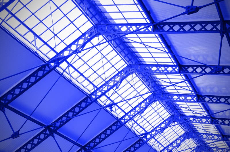 Industrial ceiling of a railway station royalty free stock photos