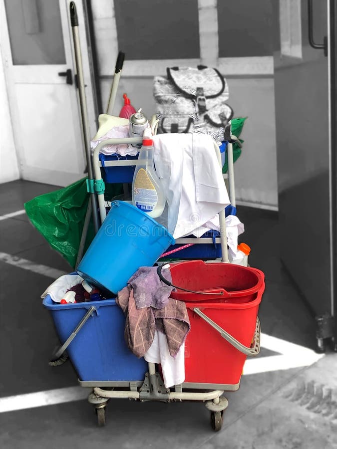 Industrial Cleaning Trolley Stock Photo Image of tools, trasportation
