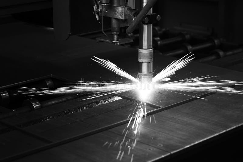 Industrial Cnc Plasma Cutting of Metal Plate Stock Image Image of