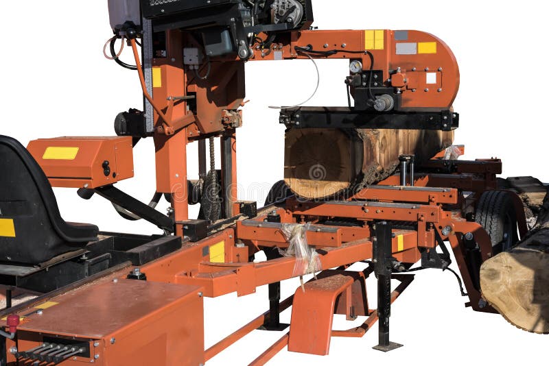 Industrial Combined Machine for Wood Cutting Isolated on White. Stock