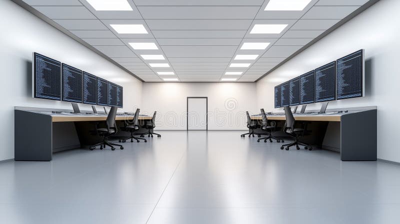 Industrial control room featuring glowing monitor screens, displaying complex airflow metrics, surrounded by metallic royalty free stock images