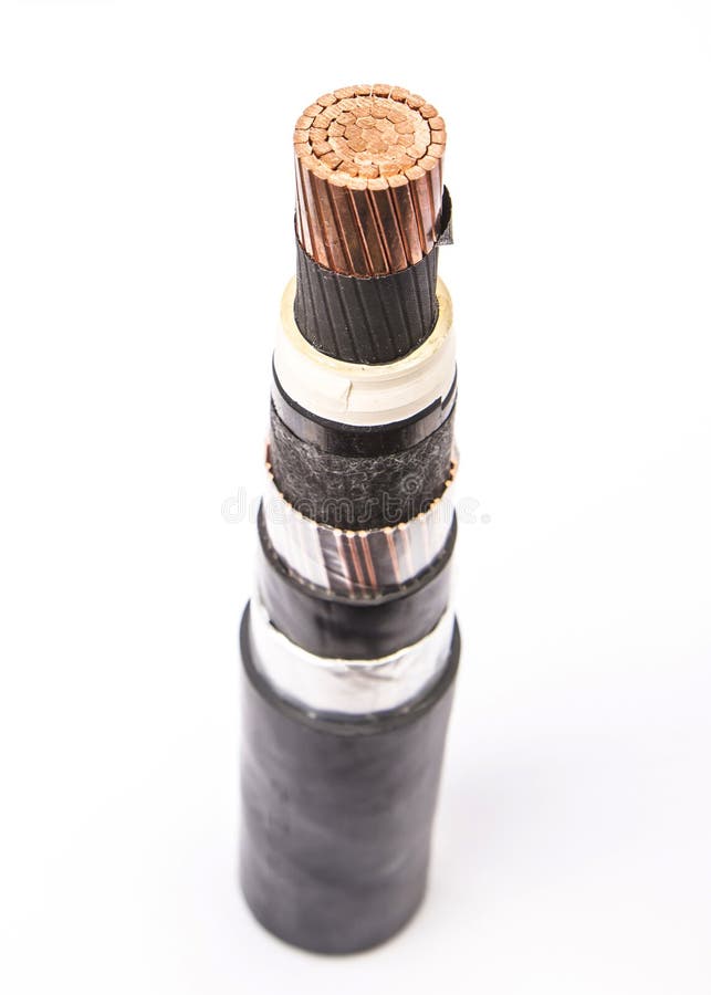 Cross section of low-voltage cable. stock images